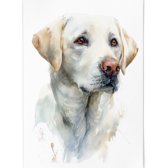 Watercolor Labrador Retriever Dog Portrait Wall Art Print, Unframed - Picture 2 of 7